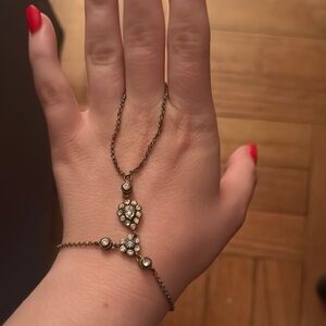 Elegant Gold and Silver Hand Chain Bracelet